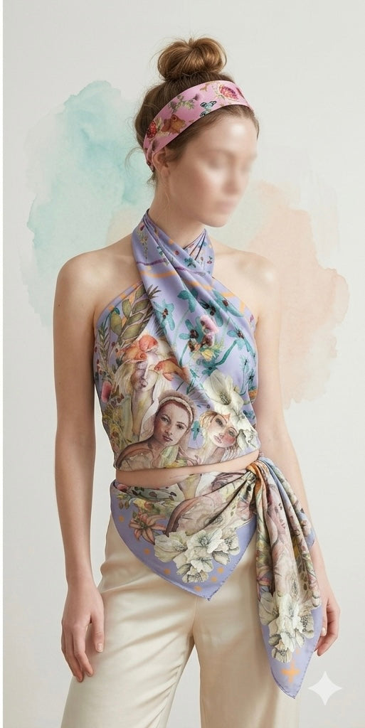 Pañuelo con Arte. Ligera beig