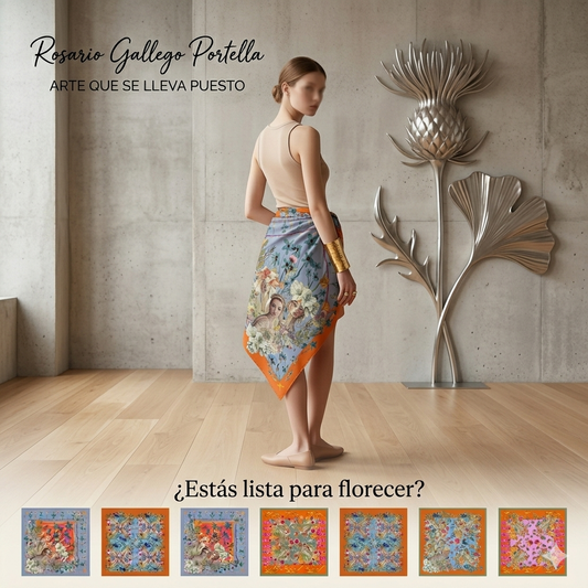 Pañuelo con Arte. Ligera blanca